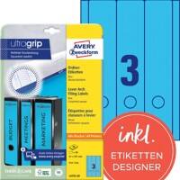 AVERY Zweckform ultragrip Ordneretiketten L4753-20 Selbsthaftend A4 Blau 6.1 x 29.7 cm 20 Blatt à 3 Etiketten