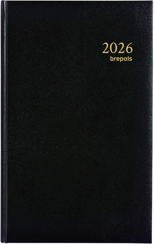 Agenda Brepols Brefix Lima 2026 A5 1 Jour par page Allemand, Anglais, Français, Italien, Espagnol Noir 0,016,1256,01,6,0