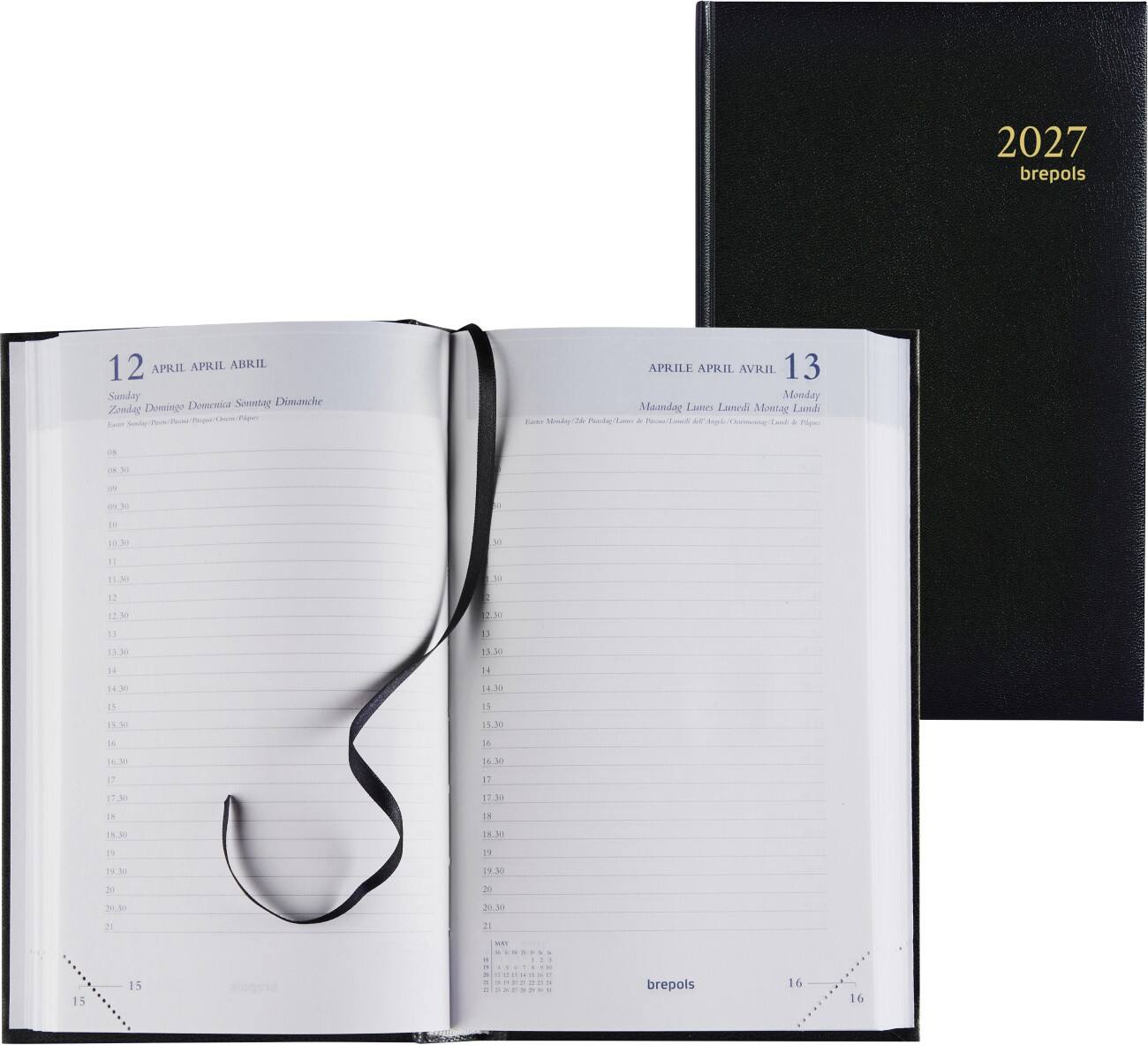 Recharge Agenda Brefax 21 - Janvier 2026 à Décembre 2026 - 1 Jour Par Page - Format 8 X 12.5 Cm - 4 Langues (FR, EN, DE, NL)