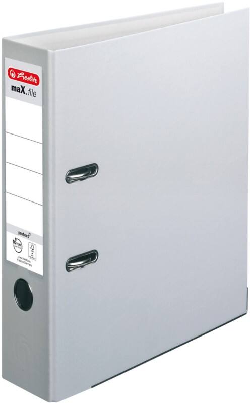 Classeur à levier herlitz Large maX,file protect A4 80 mm Gris 2 Anneaux 5480900 Plastique Relief Portrait