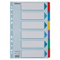 Esselte Blanko Register DIN A4 Farbig Sortiert 6-teilig Pappkarton 11 Löcher 100168
