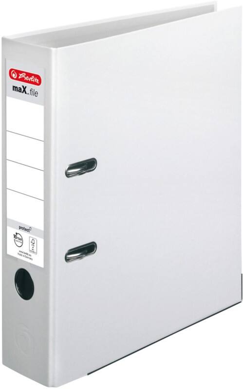 herlitz maX.file protect Ordner Breit A4 80 mm Weiß 2 Ringe 5480710 Kunststoff Texturiert Hochformat