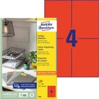 AVERY Zweckform Laser Universaletiketten 3456 Ja DIN A4 Rot 105 x 148 mm 100 Blatt à 4 Etiketten