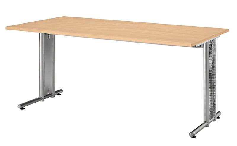 Bureau droit pied en C Effect hêtre 1'600 x 800 x 680 - 850 mm