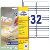 Avery Universaletiketten L6031REV-25 Weiss 9,6 x 1,69 cm 25 Blatt à 32 Etiketten