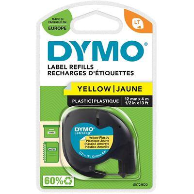Dymo LT S0721620 / 91202 Authentic LetraTag Schriftband Selbstklebend Gelb 12 mm x 4m
