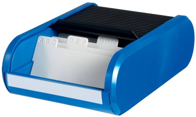 Boîte pour cartes de visite helit Bleu, noir pour 300 Cartes 13,6 x 24 x 6,7 cm