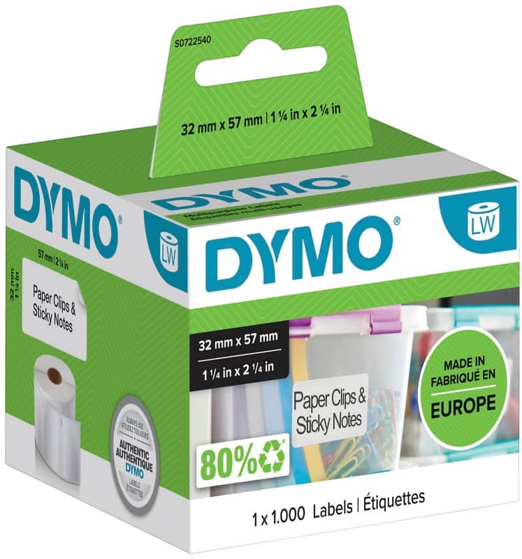 DYMO LW Etiketten Authentisch 11354 2027786 Selbsthaftend Schwarz auf Weiss 32 x 57 mm 1000 Etiketten