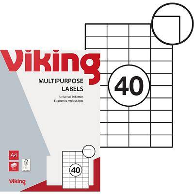 Viking Universaletiketten 4243545 Selbstklebend Weiss 52,5 x 29,7 mm 100 Blatt à 4000 Etiketten