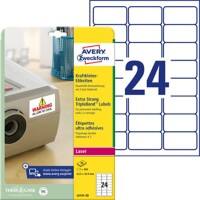 AVERY Zweckform L6141-20 Wetterfeste Etiketten A4 Weiss 63,5 x 33,9 mm 20 Blatt à 24 Etiketten