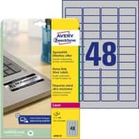 AVERY Zweckform L6009-20 Laser-Etiketten DIN A4 Silber 45,7 x 21,2 mm 20 Blatt à 48 Etiketten