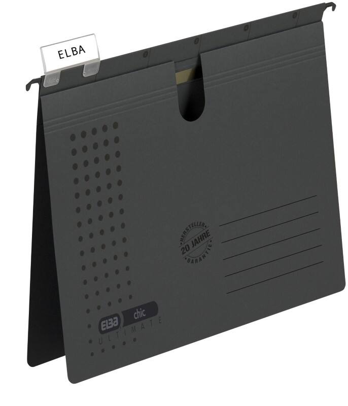 ELBA chic ULTIMATE Hängemappen A4 V-Boden Anthrazit Blauer Engel UZ56 (Recyclingkarton Schreibwaren) 5 Stück