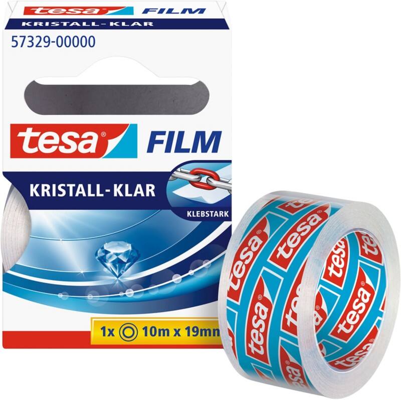 Ruban adhésif tesa tesafilm Kristall-Klar 57329 Transparent 19 mm (L) x 10 m (L) PP (Polypropylène) Bruit Faible