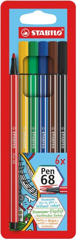 STABILO Pen 68 Filzstift 1 mm Mittel Farbig assortiert 6 Stück