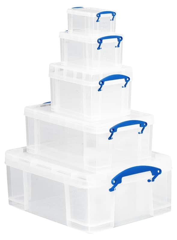 Boîte de rangement Really Useful Box Plastique 1 x 0,7, 1,6, 3, 9, 18 L Transparent 5 Unités