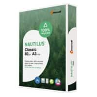 Papier imprimante Nautilus Classic A3 Recyclé 100% 80 g/m² Dépoli Blanc 500 Feuilles