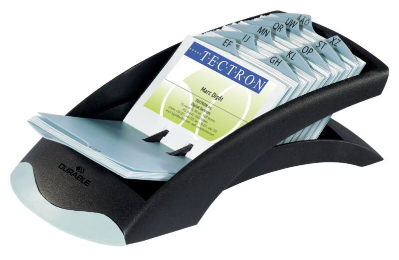 DURABLE Visitenkarten-Rollarchiv Visifix® Desk Spezial 100 Hüllen Silber, Schwarz 10,4 x 24,5 x 6,7 cm