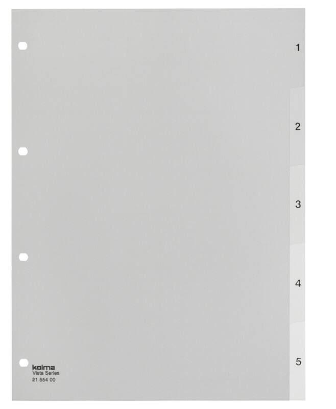 Kolma Vista 1 bis 5 Zahlenregister  A4 Transparent 5-teilig PP (Polypropylen) 4 Löcher 21.554.00