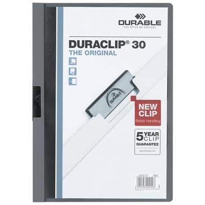 Farde à clip DURABLE Duraclip A4 Anthracite PVC Dos : 3 mm