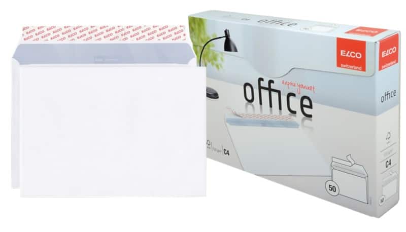 Enveloppes Elco Office Sans fenêtre C4 324 (l) x 229 (h) mm Bande adhésive Blanc 120 g/m² 50 Unités
