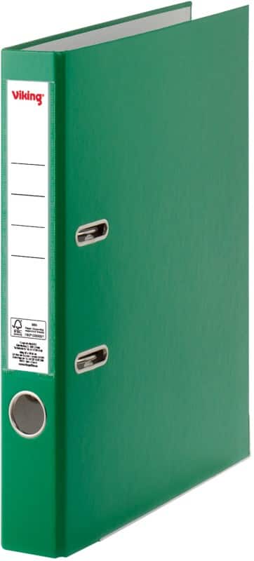 Classeur à levier Viking Étroit A4 50 mm Vert foncé 2 Anneaux Plastique Mat Portrait