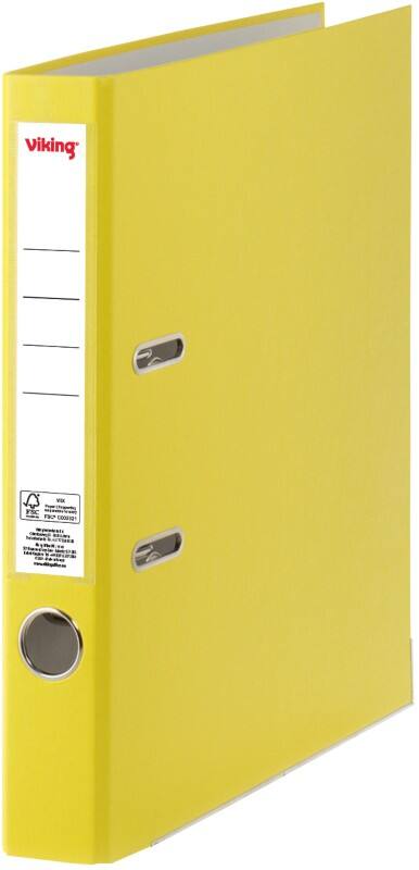 Viking Premium Ordner Schmal A4 50 mm Gelb 2 Ringe Kunststoff Matt Hochformat