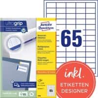 AVERY Zweckform Universaletiketten 3666 Ultragrip Weiss DIN A4 38 x 21,2 mm 100 Blatt à 65 Etiketten