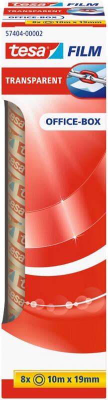 tesa Klebeband tesafilm Office-Box 57404 Transparent 19 mm (B) x 10 m (L) PP (Polypropylen)  8 Rollen