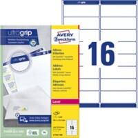 AVERY Zweckform Adressetiketten L7162-100 Ultragrip Weiss DIN A4 99,1 x 33,9 mm 100 Blatt à 16 Etiketten