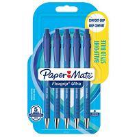 PaperMate Druckkugelschreiber FlexGrip Ultra 0,5 mm Blau Packung mit 5 Stück