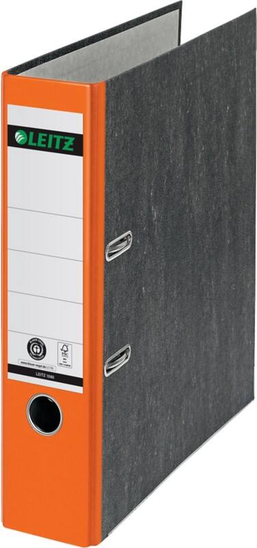 Classeur à levier Leitz Large 180° A4 82 mm Orange 2 Anneaux 1080 Carton Effet Marbre Portrait Recyclé