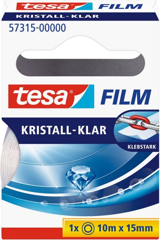 Ruban adhésif tesa tesafilm Kristall-Klar 57315 Transparent 15 mm (L) x 10 m (L) PP (Polypropylène) Bruit Faible