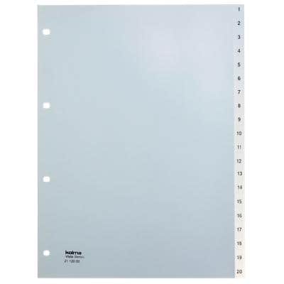 Kolma Register LongLife DIN A4 Transparent 20-teilig Perforiert Kunststoff 1 bis 20