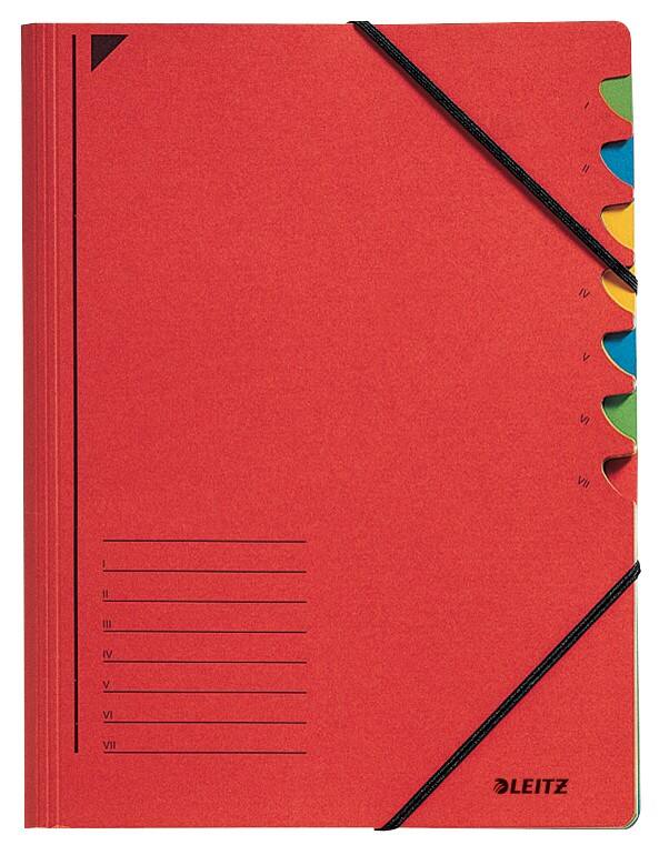 Leitz Ordnungsmappe A4 Rot Karton Mit 7 Fächern 24,5 x 32 cm