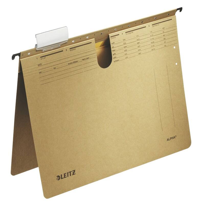 Dossier suspendu Leitz Alpha 1987 A4 Base en V Carton natron 100 % recyclé 250 g/m² Marron 15 mm