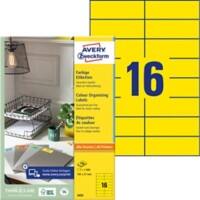 Étiquettes universelles Laser AVERY Zweckform 3455 Adhésif A4 Jaune 105 x 37 mm 100 Feuilles de 16 Étiquettes