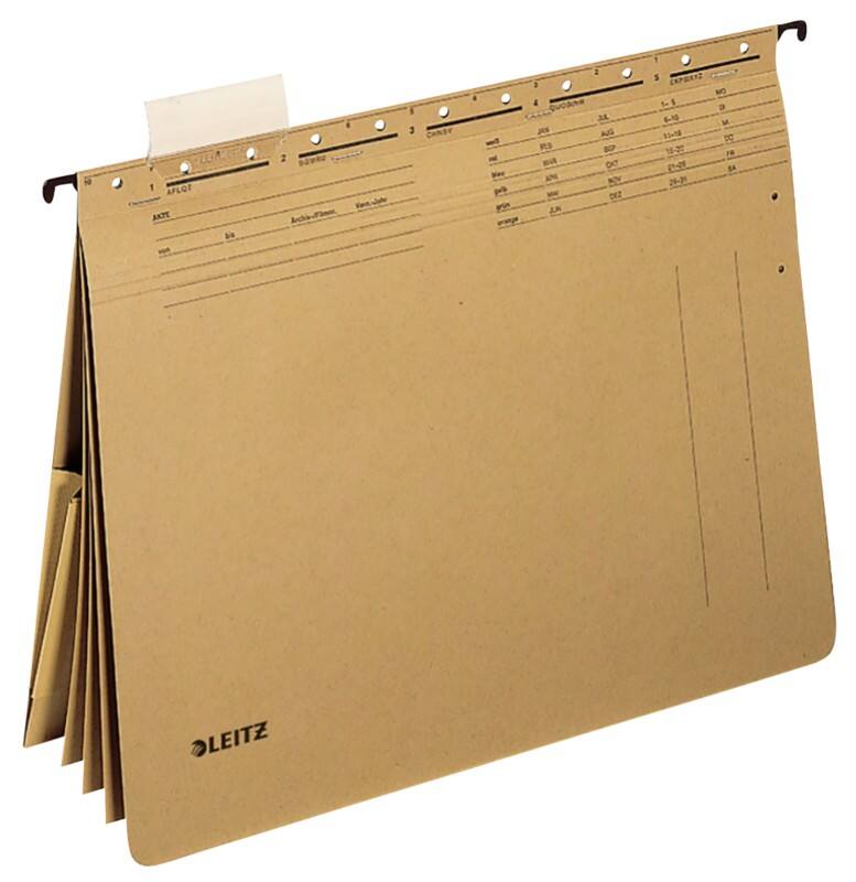 Dossier suspendu Leitz Alpha 1983 A4 Fond en V Avec pochette intérieure Carton natron 100 % recyclé 250 g/m² Marron 15 mm