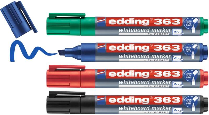 edding 363 Whiteboard-Marker Farbig assortiert Breit Keilspitze 1 - 5 mm 4 Stück