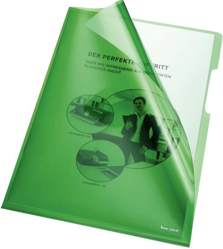 Chemises Bene 205000 A4 Glass Clear PVC Vert 150 microns 100 unités