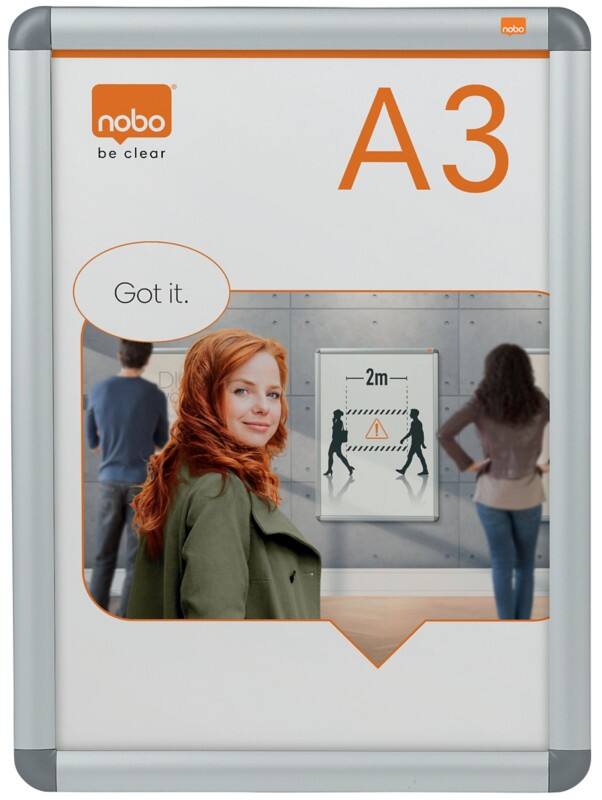 Cadre d’affichage Nobo Premium Plus Non Magnétique 33,9 (L)x46,3 (H) cm Aluminium Argenté  