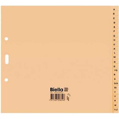 Biella A - Z Register A4 (halbe Höhe) Braun 24-teilig Papier 2 Löcher