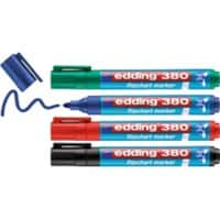 edding 380 Flipchart-Marker Mittel Rundspitze 1,5 - 3 mm Farbig assortiert Nachfüllbar Wasserbeständig 4 Stück