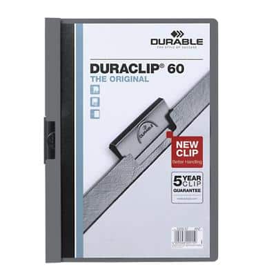 Farde à clip DURABLE Duraclip A4 Anthracite PVC Dos : 6 mm