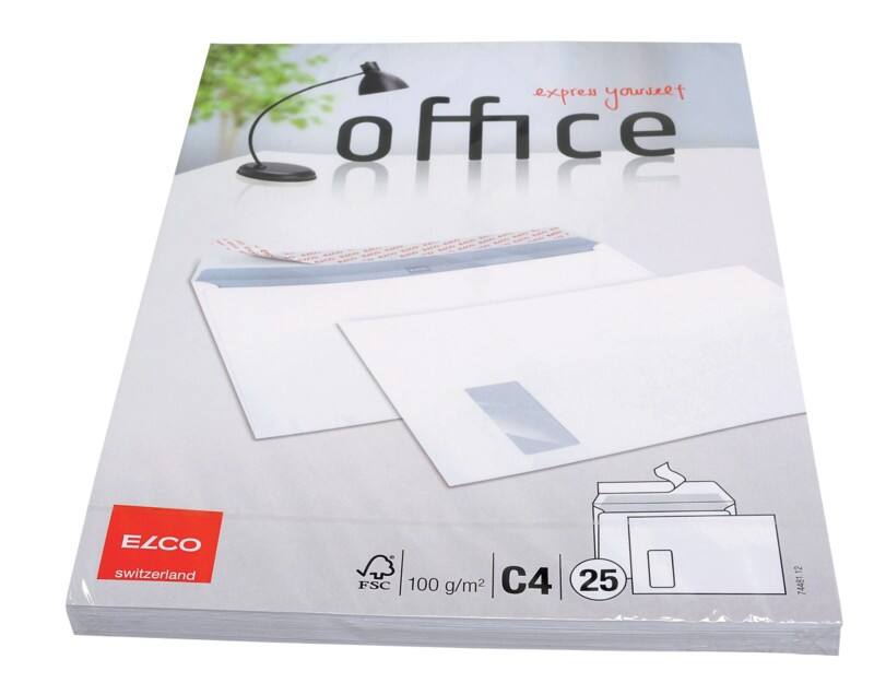 Enveloppes Elco Office Avec fenêtre C4 324 (l) x 229 (h) mm Bande adhésive Blanc 100 g/m² 25 Unités