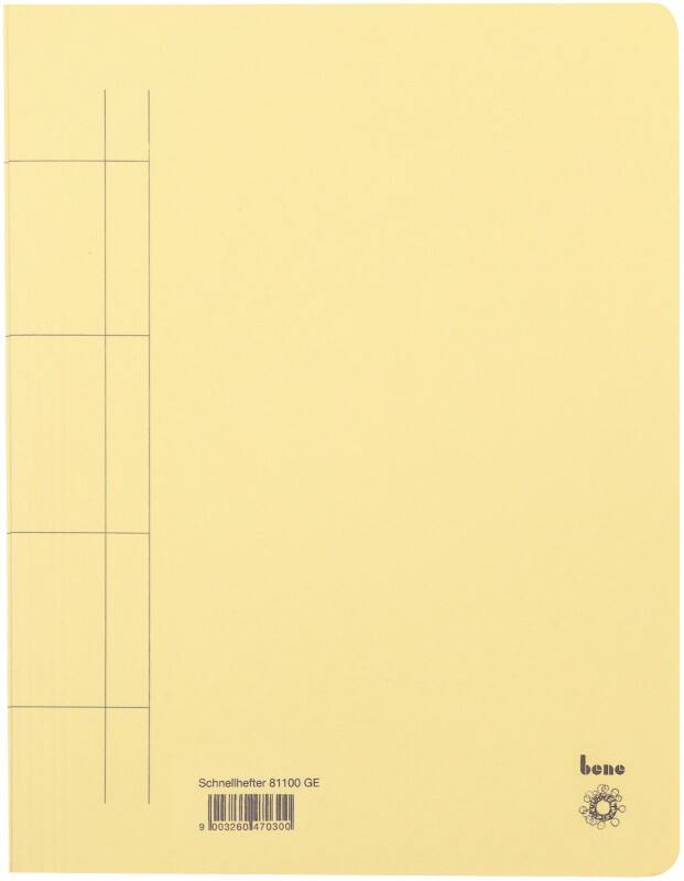 Chemise à lamelle Bene A4 Carton manille Jaune