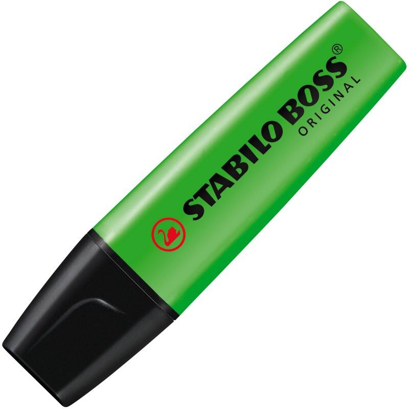 Surligneur STABILO BOSS ORIGINAL Vert Large Biseauté 2 - 5 mm Rechargeable
