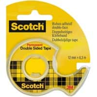 Scotch Doppelseitiges Klebeband Permanent 12 mm x 6,3 m Transparent mit Abroller