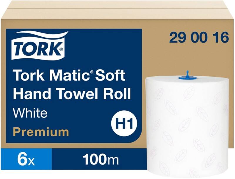 Tork Matic Premium Falthandtücher H1 Gerollt Weiss 2-lagig 290016 6 Rollen à 100 m
