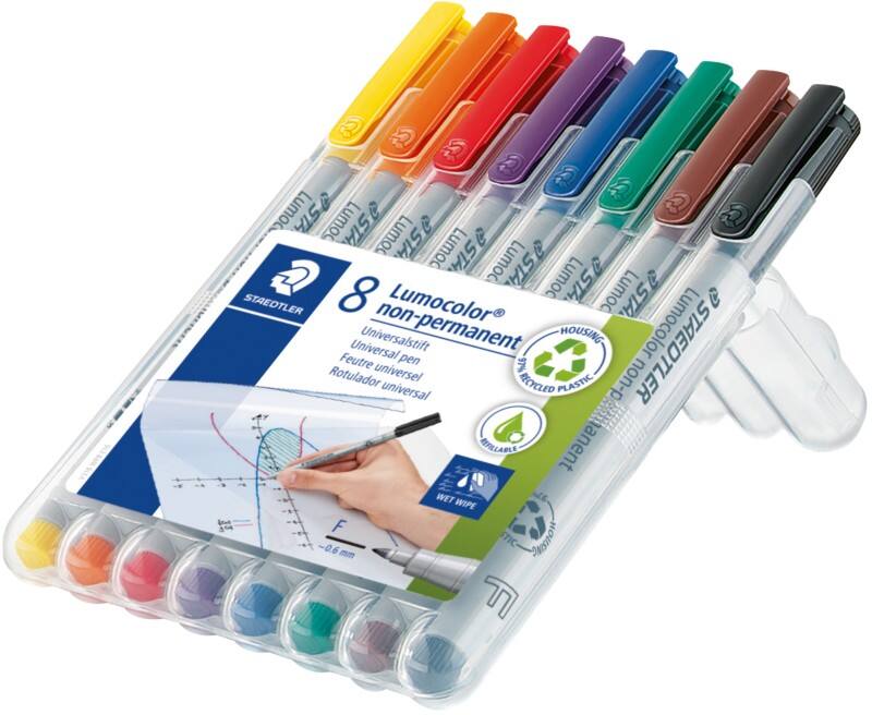 Marqueur OHP/DVD STAEDTLER Lumocolor 316 Fin Ogive 0,6 mm (F) Assortiment Rechargeable 8 Unités
