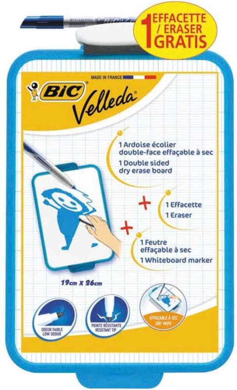 BIC Velleda Whiteboard Wandmontiert Nicht magnetisch Emaille Beidseitig 26 (B) x 19 (H) cm